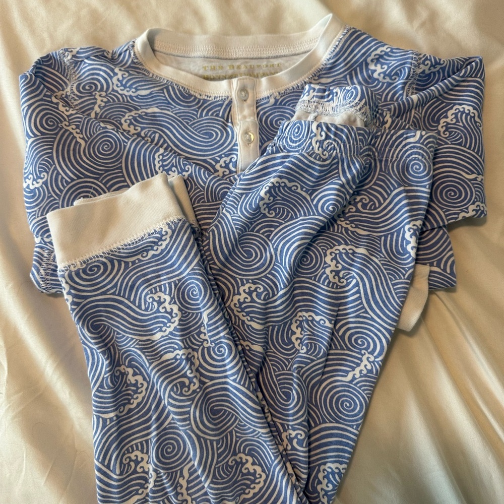 The Beaufort Bonnet Co (TBBC) Blue/White Pima Cotton Long Sleeve PJ Sz7